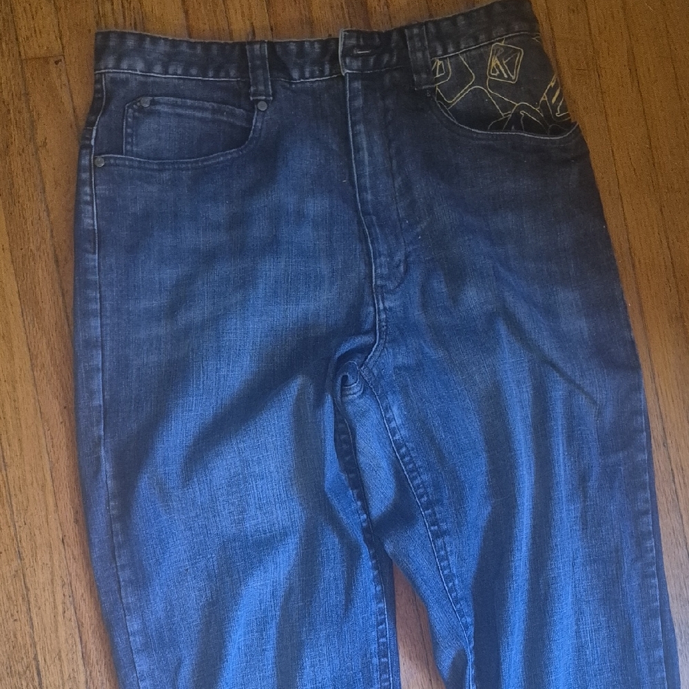 Karl Kani Dark Blue Relaxed Jeans with Gold Accent